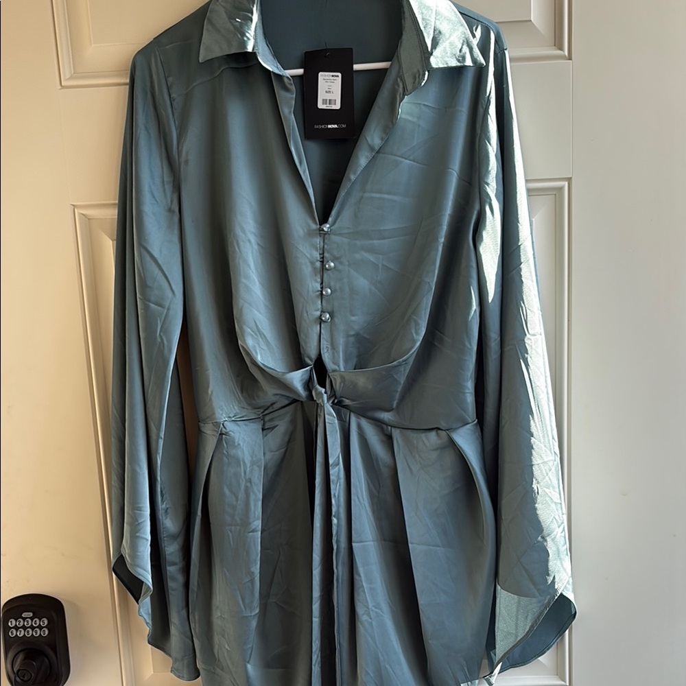 Fashion Nova Blue Lightweight Shirt Jacket